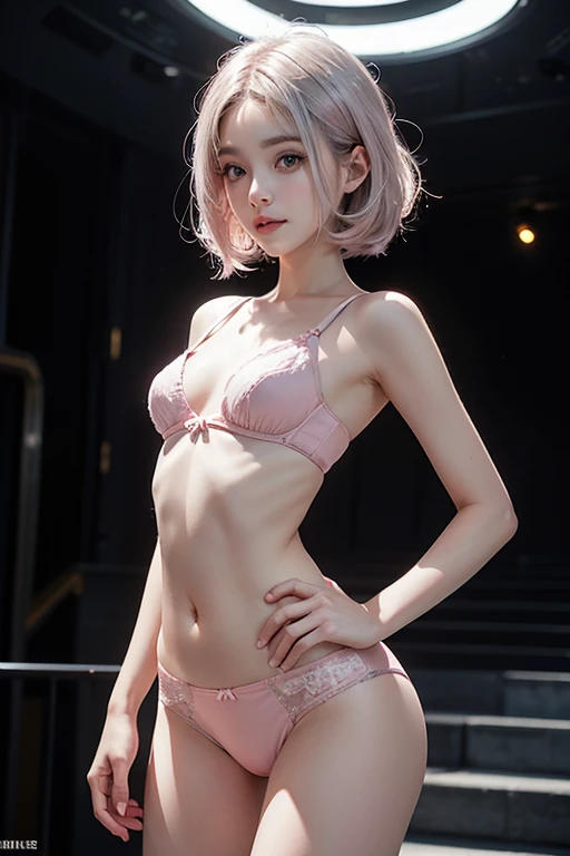 One girl, masterpiece, Very detailed, ((Cinema Lighting)),((Dramatic lighting)), ((Beautiful sparkle)),The background is a futuristic city,beautiful girl,The belly button and the surrounding area are exposed,Small breasts,Small Ass,Small waist,Leaner figur...