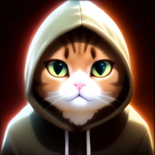 psychedelic beam score_9, score_8_up, source_anime, animal focus, no humans, nekoemoji, cat, hood up, shaded face,