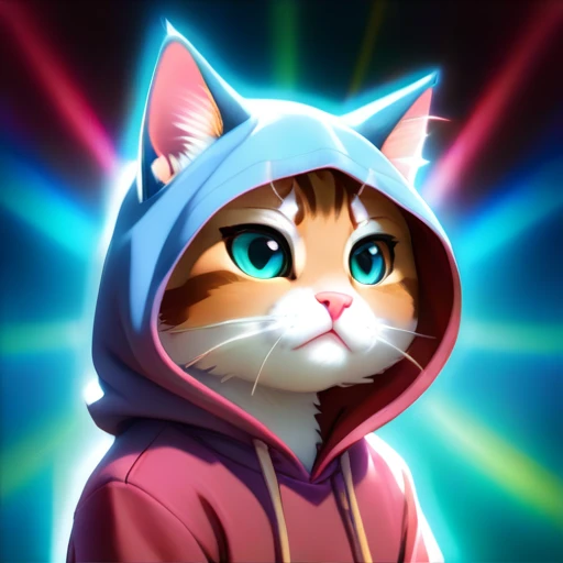 psychedelic beam score_9, score_8_up, source_anime, animal focus, no humans, nekoemoji, cat, hood up, shaded face,
background ps...