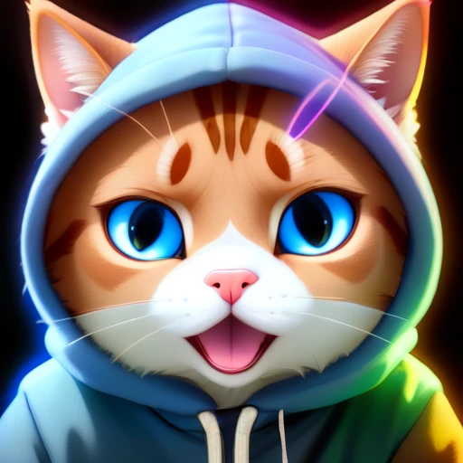 psychedelic beam score_9, score_8_up, source_anime, animal focus, no humans, nekoemoji, cat, hood up, shaded face,
background ps...