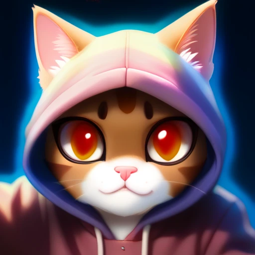 psychedelic beam score_9, score_8_up, source_anime, animal focus, no humans, nekoemoji, cat, hood up, shaded face,
background ps...