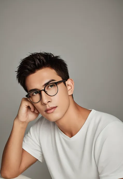 face of handsome soccer superstar male with glasses