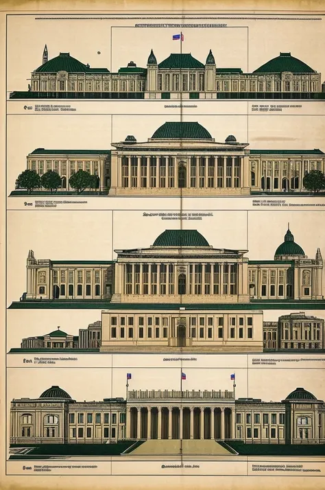 Diagram illustrating the separation of powers (executive, legislative and judicial) with visual examples of each (like the parliament building, the supreme court, etc.).