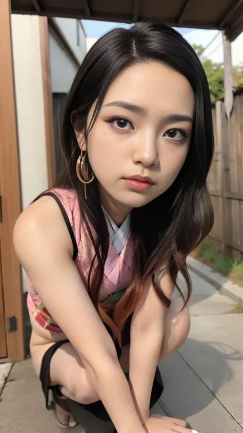 Cute Japanese woman, (16 years old), (Very cute face: 1.3), White and moisturized skin,
BREAK,
Fighter, Kung Fu fighter, Idol,
BREAK,
(Wearing cute kimono: 1.3), (Very revealing kimono), Very large earrings, Short length,
BREAK,
(Long hair), (Gray hair), (...