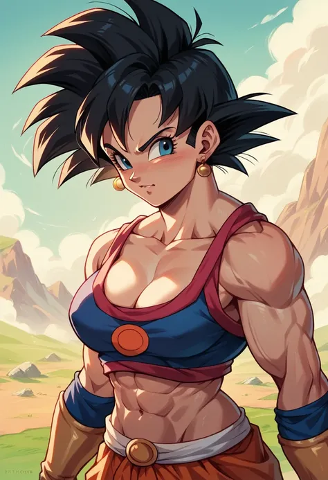 Who, detailed body, sexy, dragon ball z character, foreground, Girl, Goku&#39;wife, attractive body, great attributes 