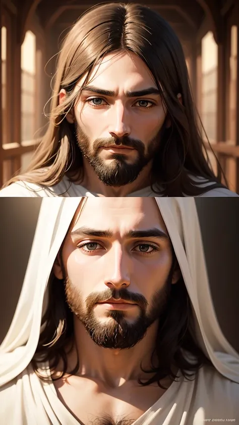 Help me create an image of Jesus Christ with a serene face 