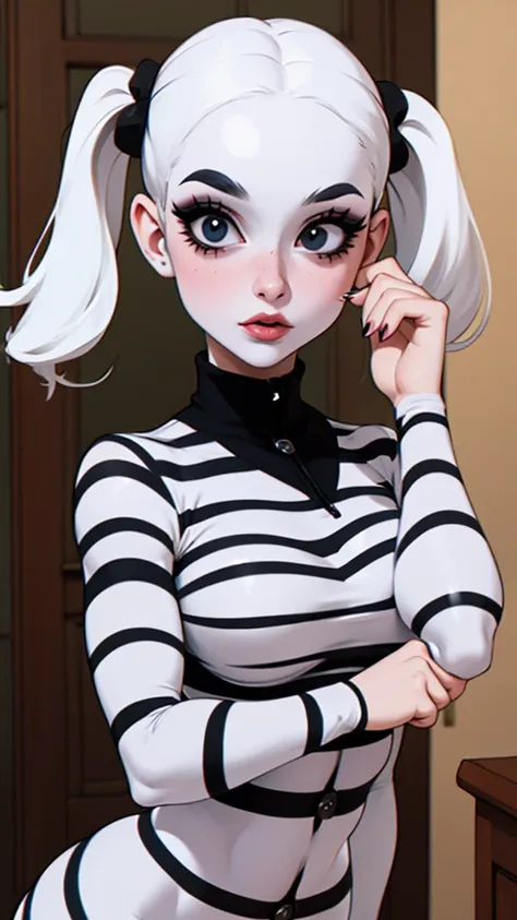 mime woman, mime outfit, mime makeup