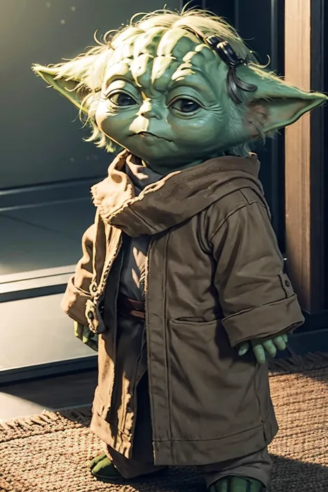 short yoda with a full head of shaggy thick hair