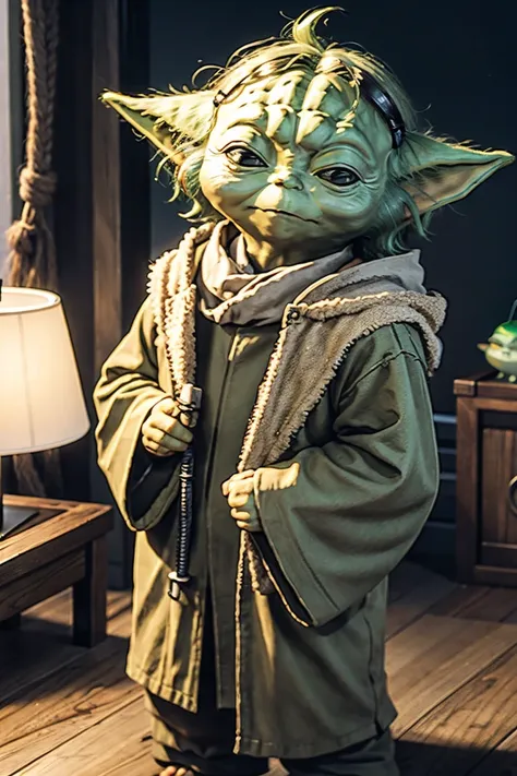 short yoda with a full head of shaggy thick hair