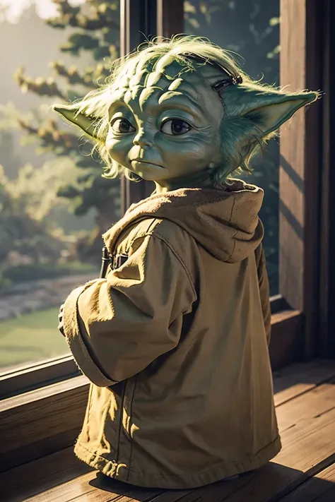 short yoda with a full head of shaggy thick hair