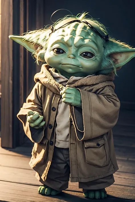 short yoda with a full head of shaggy thick hair