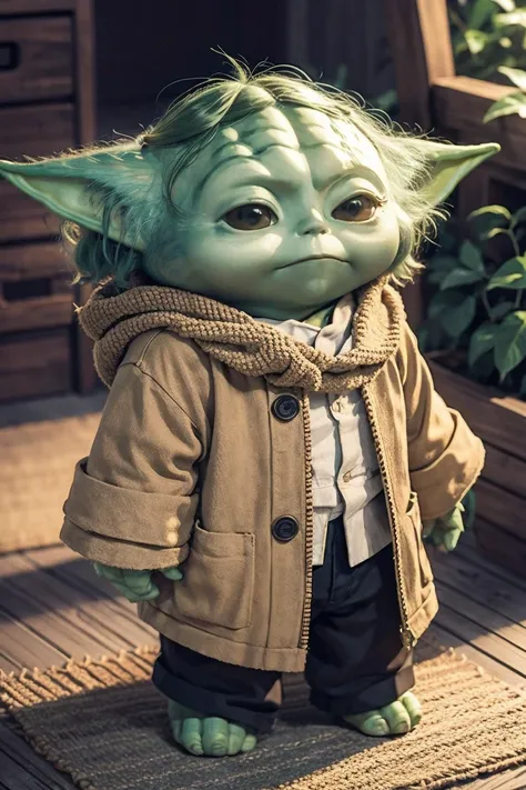 short yoda with a full head of shaggy thick hair