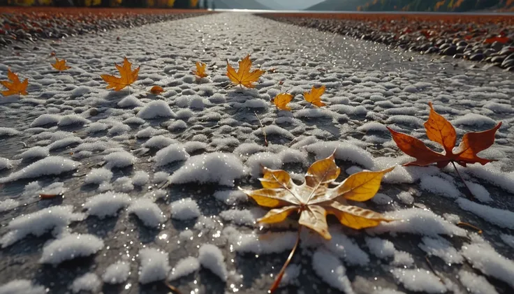 (Pearl Grey leaves),(square leaf), (half withered),(dry lake),magical round leaves leaves falling, snow is falling thinly,nature documentry footage, youtube video screenshot, todays featured photography 4k, autumn rain turkel, nature photography 4k, novemb...