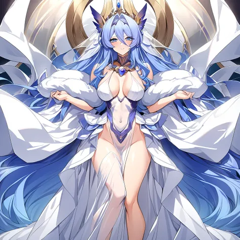 ((Highest quality)), ((masterpiece)), (detailed), （Perfect Face）、The woman is wearing only pure white see-through cloth, and her naked body is visible through it. All of her clothes are pure white and see-through, making her the image of a beautiful goddes...