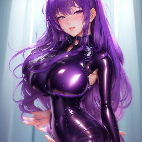 Anime girl taking a photo in a wetsuit, Enchanting anime girl, Anime Moe Art Style, biomechanical tits, Ahegao, , by Shimo, Smooth anime CG art, Highly detailed art gems, tits, Purple body, I also make fan art, artstation pixivでトレンド, Zerochan Art