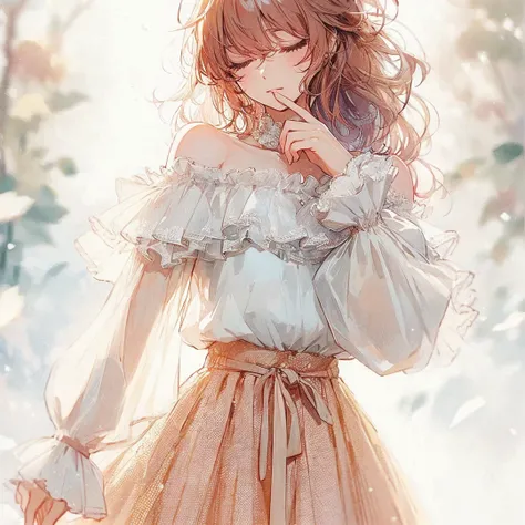 Official art using high-quality hand-drawn watercolor sketch techniques. (best quality,4k,8k,highres,masterpiece:1.2),ultra-detailed,beautiful detailed closed eyes,A girl with closed eyes, everyone, beautiful anime girl, cute anime girl, smooth anime art, ...