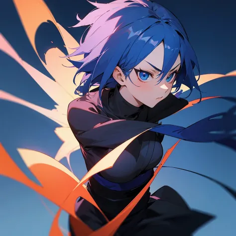 Ninja hot Anime girls dark blue background 