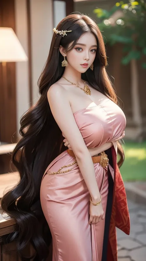 beautiful girl with three meter long hair, her hair went all the way to her butt..., black hair, long hair, beautiful straight h...