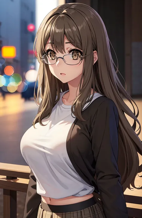 riofutaba, rio futaba, black-framed eyewear, (brown eyes:1.7), glasses, (grey hair:1.2), hair between eyes, over-rim eyewear, se...