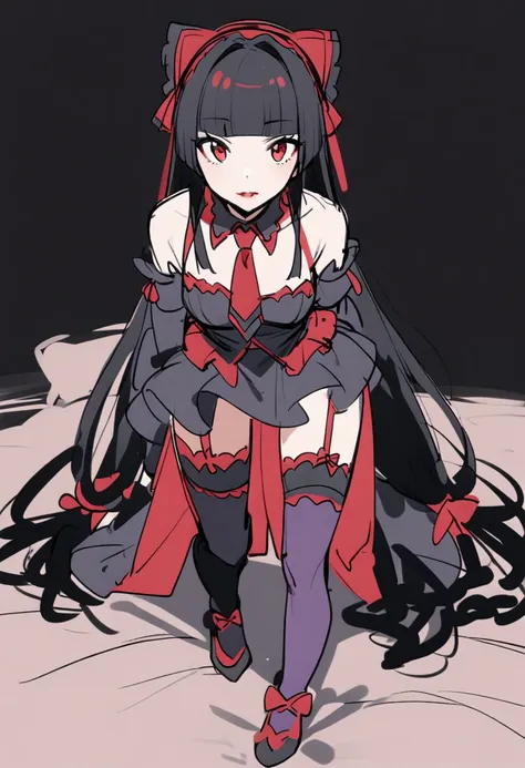 one-hour drawing challenge, sketch, lineart, rory mercury, long hair, black hair, (red eyes:1.3), bangs, blunt bangs, hime cut, ...