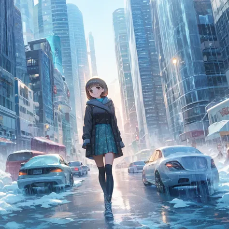 score_9,score_8_up,score_7_up,masterpiece,best quality, source anime, official art, super detailed, extreme detailed, rating_safe,
1girl, walking, ice age, (iced Tokyo city:1.3), street, frozen city, frozen building, frozen road, frozen cars,
BREAK girl, 2...