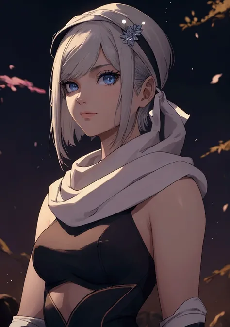 masterpiece), best quality, high resolution 1girl bob cut medium hair standing alone cowl headband profile image looking at viewer beautiful eyes beautiful face extremely detailed