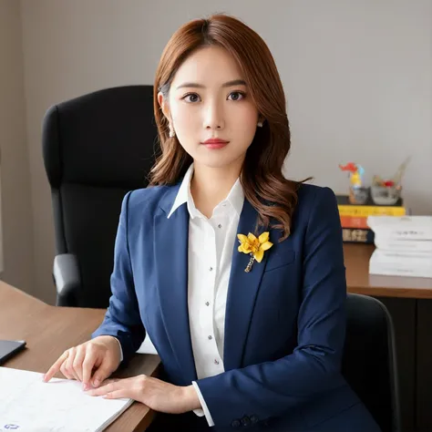 brightスタジオ、bright、Beauty、cute、Sitting、suit、shirt、serious、front、In front of the desk、shirt閉める、exactly、