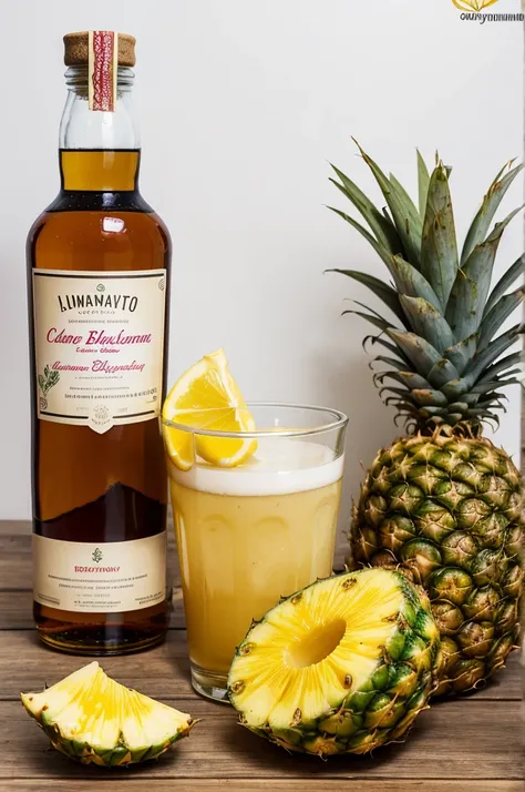 make me a realistic background with these ingredients Cane flower rum .
Pineapple Aguaymanto Prickly pear syrup Lucuma 