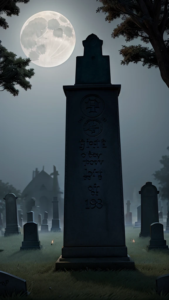  A foggy, moonlit cemetery, old gravestones , with dark shadows, graveyard,night scene,horror,creepy, haunted 