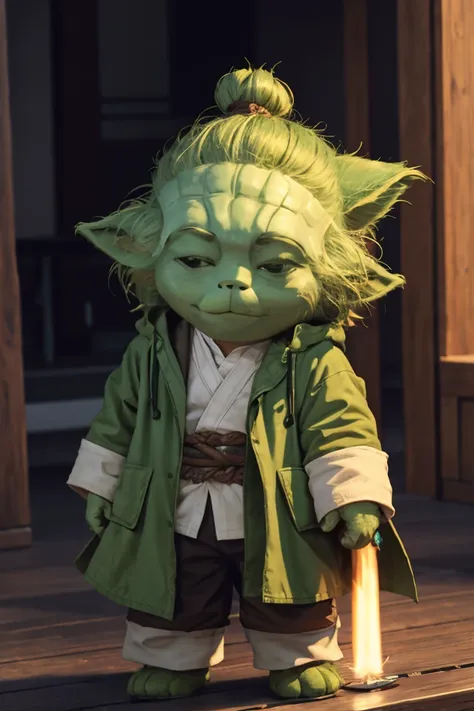 short yoda with a full head of shaggy thick hair