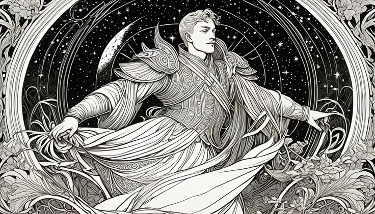 galactic traveler, ornate and intricate, decorative, highly detailed, elaborate, ornate, intricate, martin ansin and walter cran...