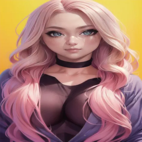 a drawing of a woman with blonde, pink hair and a black top, extremely detailed artgerm, style artgerm, artgerm portrait, in the style artgerm, ig model | artgerm, drawn in the style of artgerm, artgerm. high detail, in style of artgerm, kawaii realistic p...