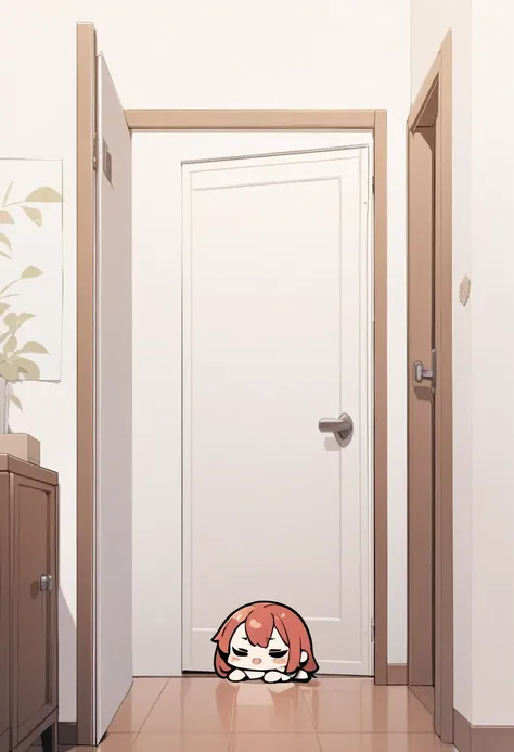 ((background only)), masterpiece, best quality, very aesthetic, absurdres, flat anime, 2D, anime taste, anime paint, (2d illustration:1.2), deformation, simple door, ((door is closed)), ((chibi)), 