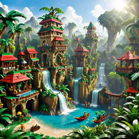 best quality, very good, 16k, ridiculous, very detailed, jungle adventure，made of lego, （（destroying the city））（（a masterpiece f...