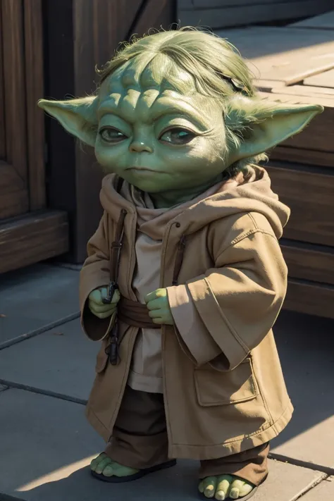 short yoda with a full head of shaggy thick hair