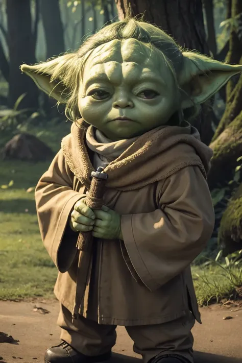 short yoda with a full head of shaggy thick hair