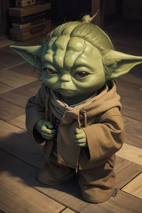 short yoda with a full head of shaggy thick hair