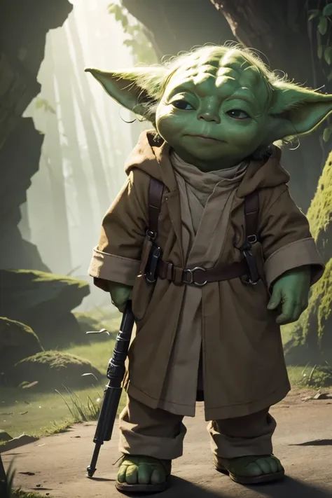 short yoda with a full head of shaggy thick hair