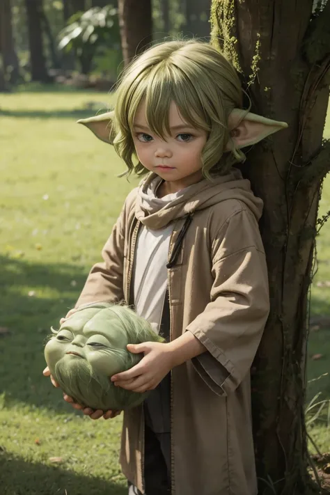 short yoda with a full head of shaggy thick hair