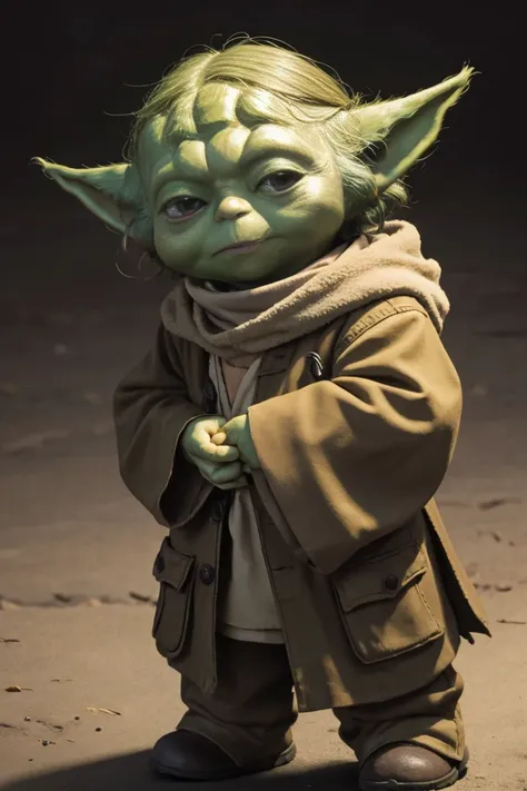 short yoda with a full head of shaggy thick hair