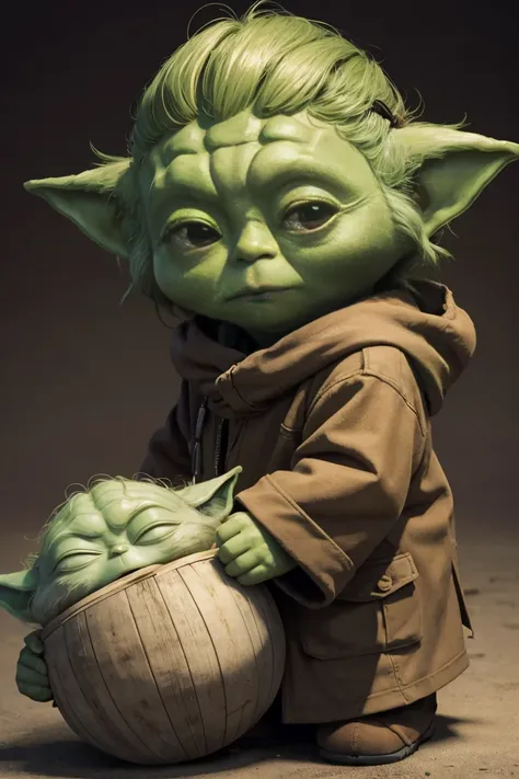 short yoda with a full head of shaggy thick hair