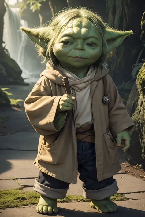 short yoda with a full head of shaggy thick hair