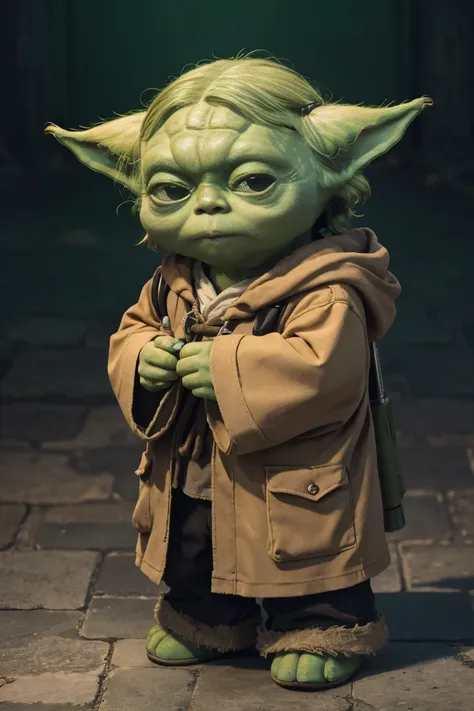 short yoda with a full head of shaggy thick hair