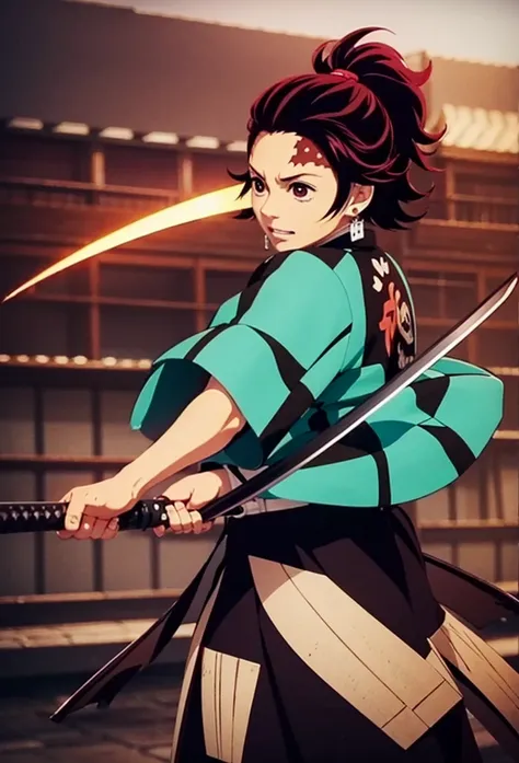 Kamado Tanjiro,Full Style,Ultra High Quality,Ultra High Resolution,Photograph 8K,Holding a Sword,Ultra Detailed 