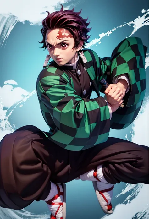 Kamado Tanjiro,(Kimetsu No Yaiba),Full Style,Ultra High Quality,Ultra High Resolution,Photograph 8K,Holding a Sword,Ultra Detailed 