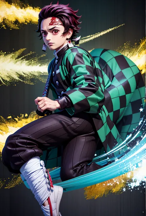 Kamado Tanjiro,(Kimetsu No Yaiba),Full Style,Ultra High Quality,Ultra High Resolution,Photograph 8K,Holding a Sword,Ultra Detailed 