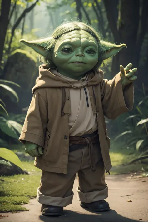 short yoda with a full head of shaggy thick hair