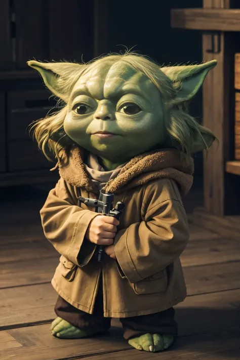 short yoda with a full head of shaggy thick hair