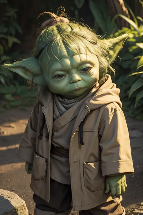 short yoda with a full head of shaggy thick hair