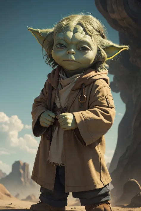 short yoda with a full head of shaggy thick hair